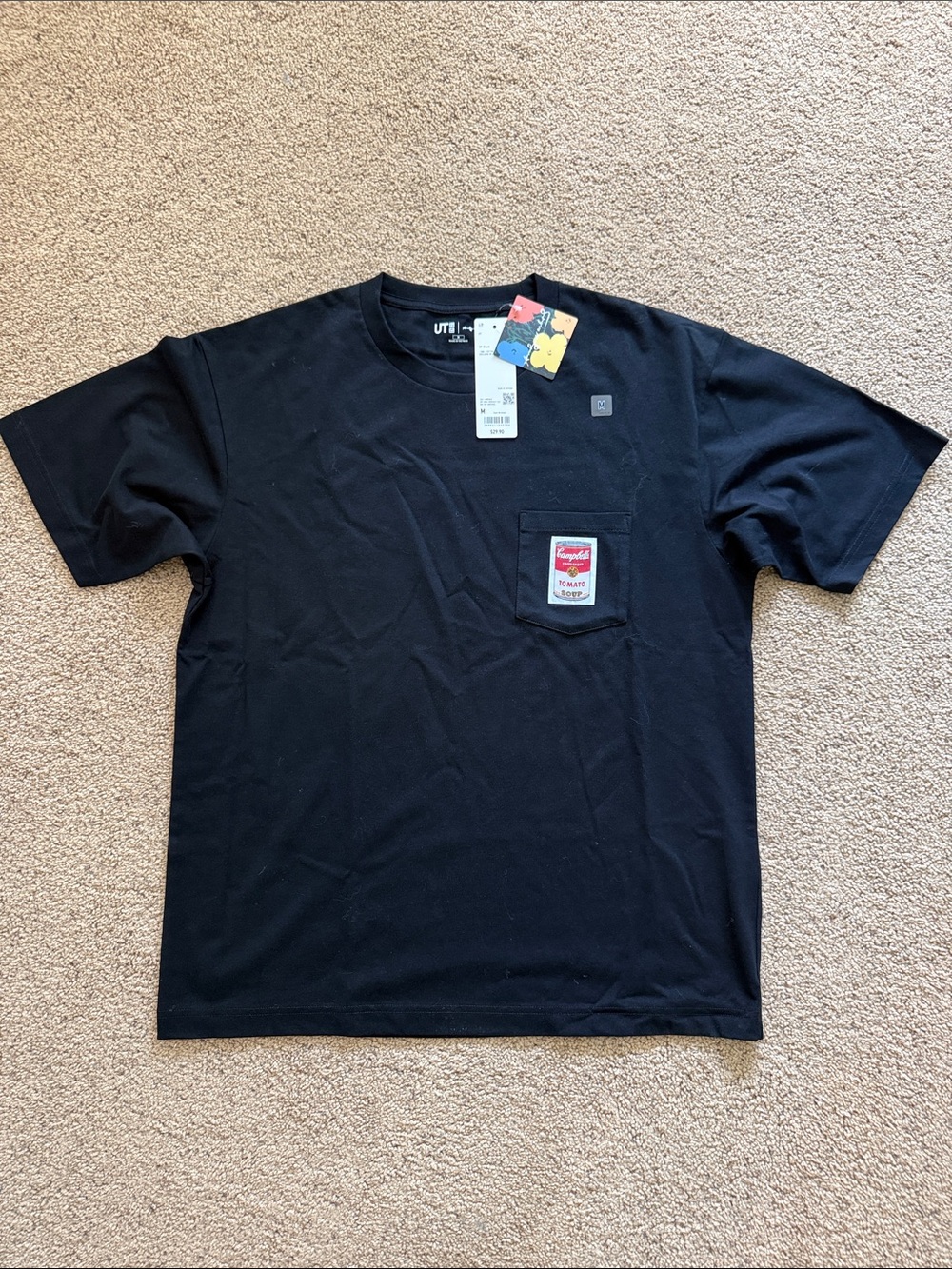 Uniqlo Andy Warhol Black Short-Sleeve Pocket T-Shirt with Patch